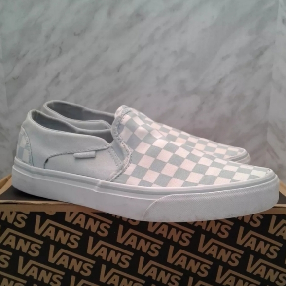 Vans Baby Blue G-dragon GD Canvas Checkerboard mens 8.5 womens size 9.5 Slip On - Picture 1 of 7